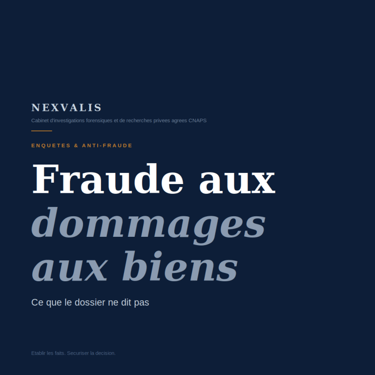 Fraude aux dommages aux biens : ce que le terrain révèle | NEXVALIS